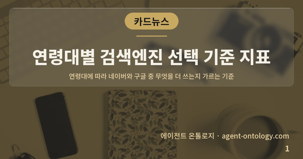 연령대별 검색엔진 선택 기준 지표 — 표지: 연령대에 따라 네이버와 구글 중