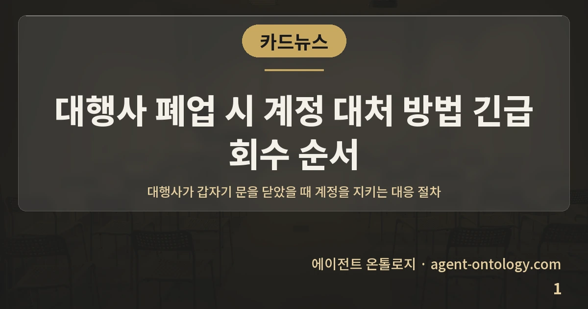 대행사 폐업 시 계정 대처 방법 긴급 회수 순서 — 표지: 대행사가 갑자기 문을