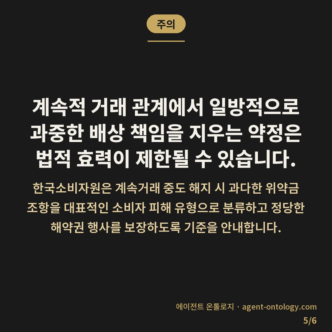 대행 계약 위약금 기준과 정산 방식 대조 — 주의: 계속적 거래 관계에서