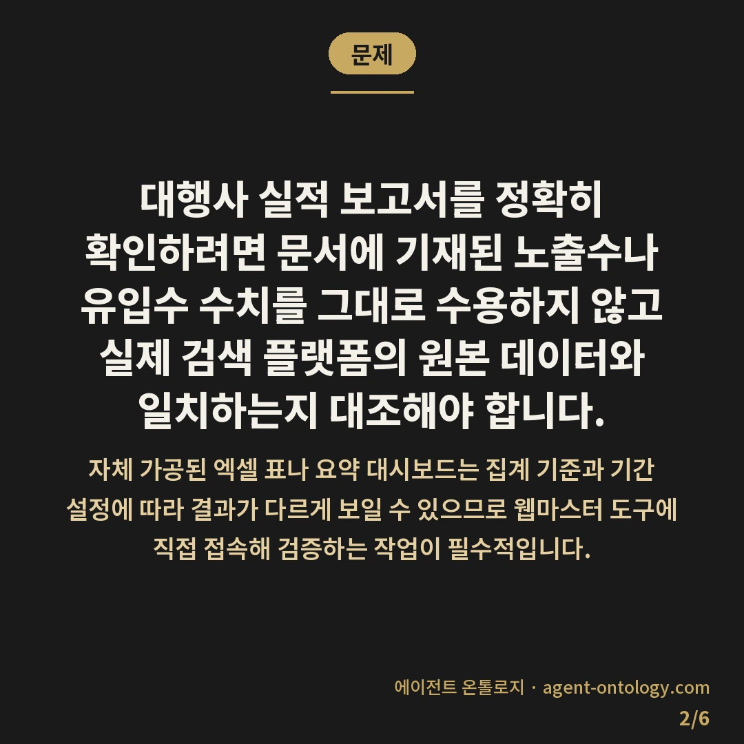 대행사 실적 보고서 확인 방법과 지표 대조법 — 문제: 대행사 실적 보고서를
