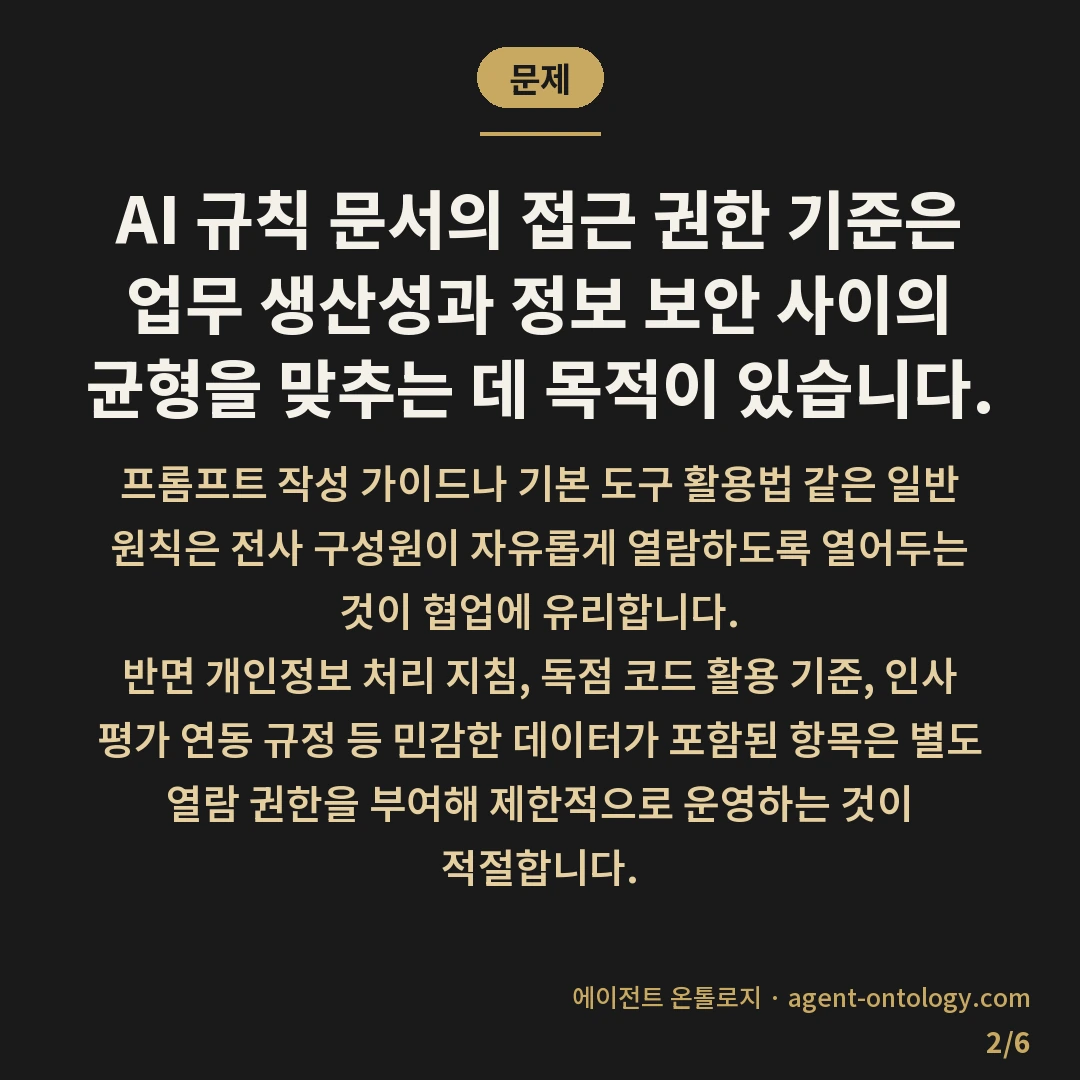 AI 규칙 문서 접근 권한 기준 범위 — 문제: AI 규칙 문서의 접근 권한