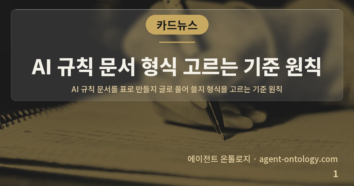AI 규칙 문서 형식 고르는 기준 원칙 — 표지: AI 규칙 문서를 표로 만들지