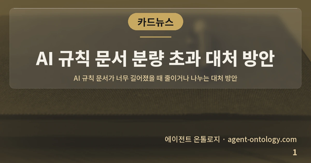 AI 규칙 문서 분량 초과 대처 방안 — 표지: AI 규칙 문서가 너무 길어졌을