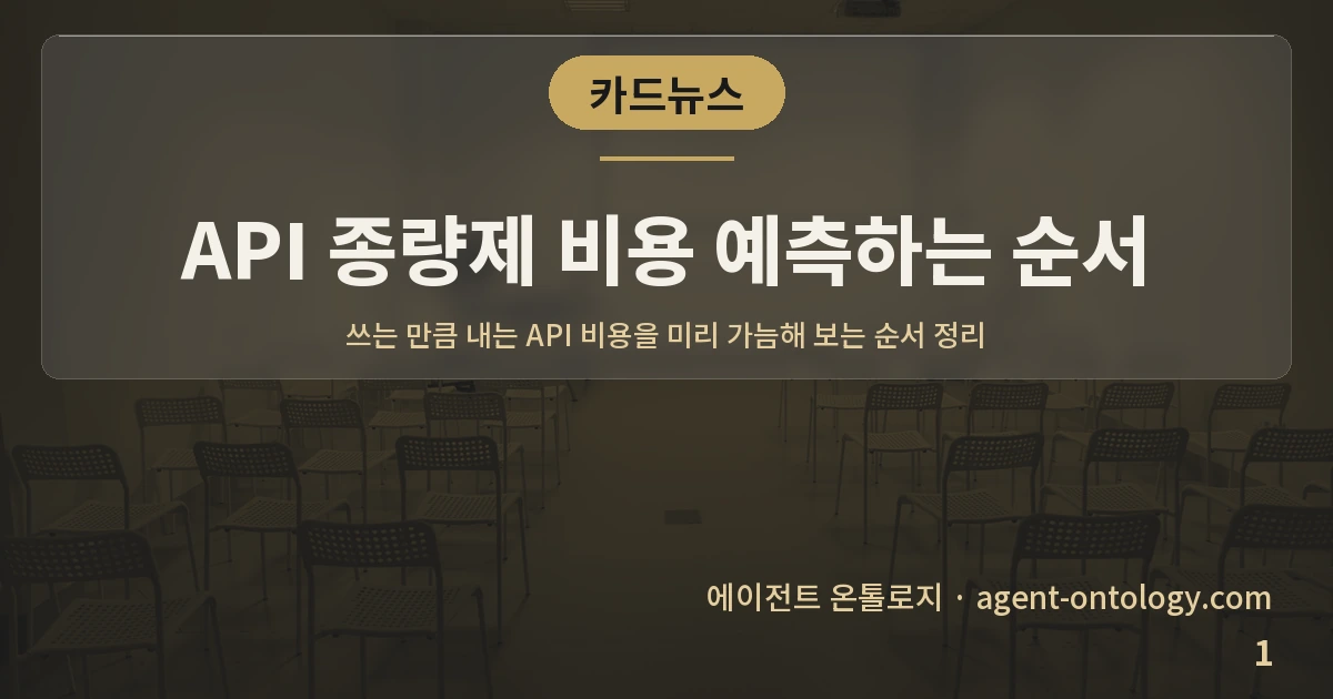 API 종량제 비용 예측하는 순서 — 표지: 쓰는 만큼 내는 API 비용을 미리 가늠해 보는 순서 정리