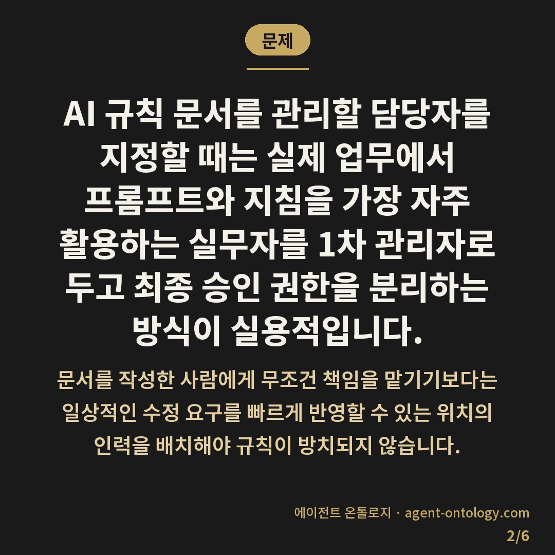 AI 규칙 문서 담당자 정하는 방법 요령 — 문제: AI 규칙 문서를 관리할