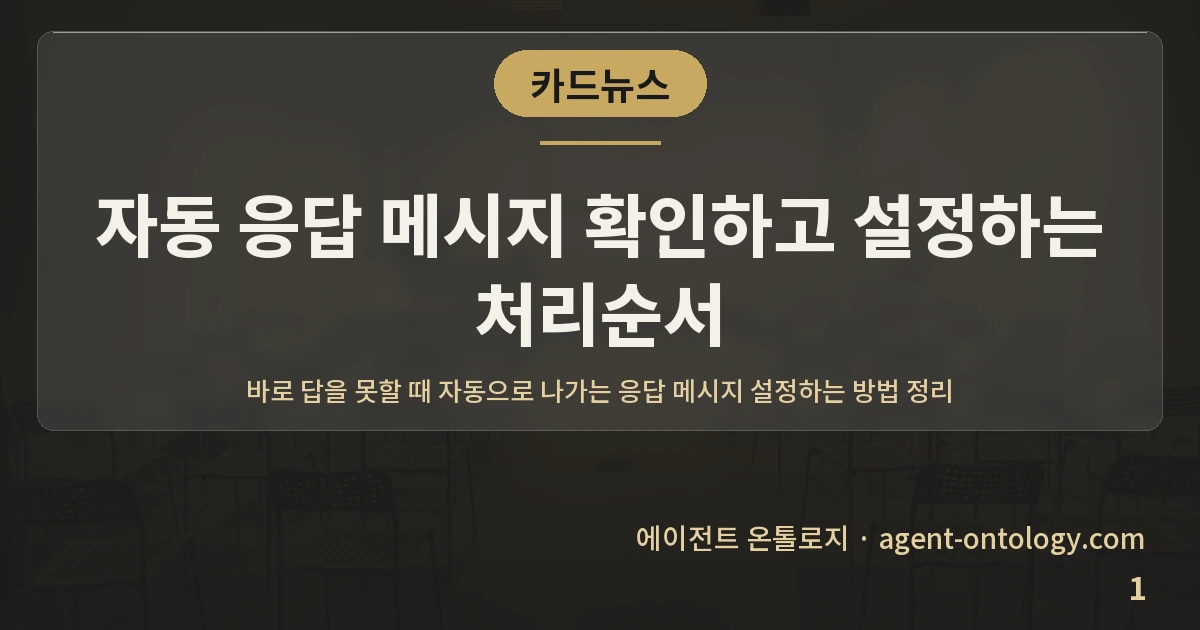 자동 응답 메시지 확인하고 설정하는 처리순서 — 표지: 바로 답을 못할 때