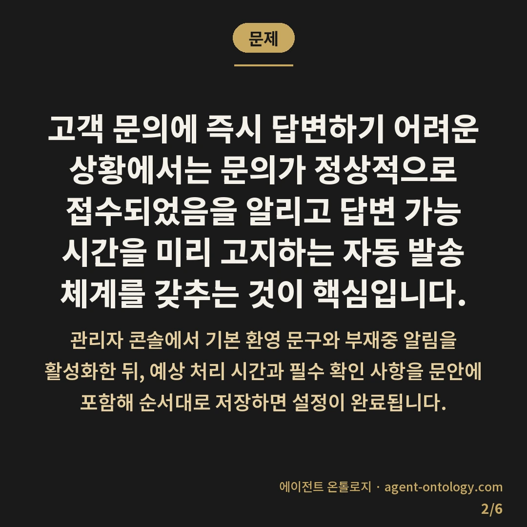 자동 응답 메시지 확인하고 설정하는 처리순서 — 문제: 고객 문의에 즉시