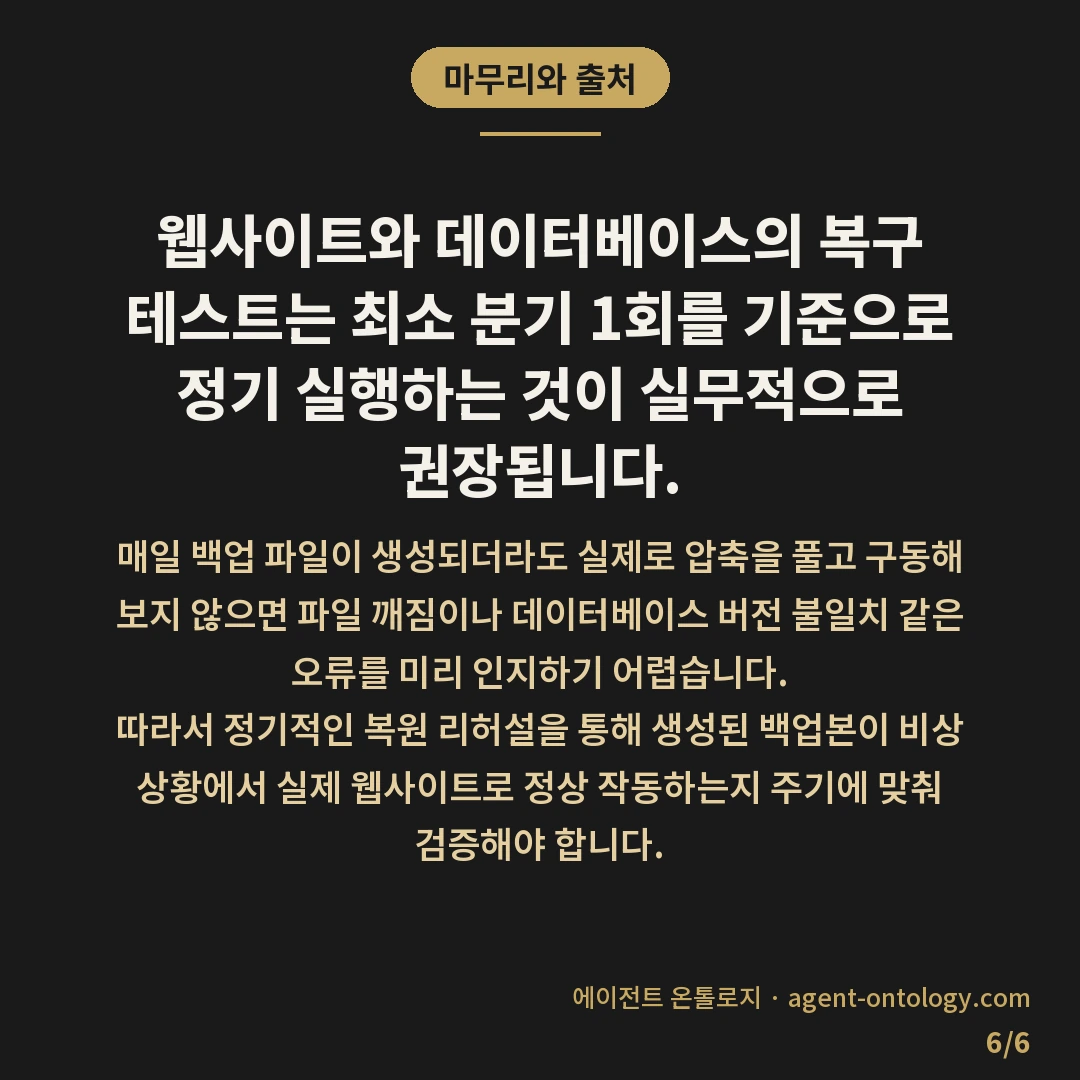 복구 테스트 얼마나 자주 해야 하나 점검 주기 — 마무리와 출처: 웹사이트와
