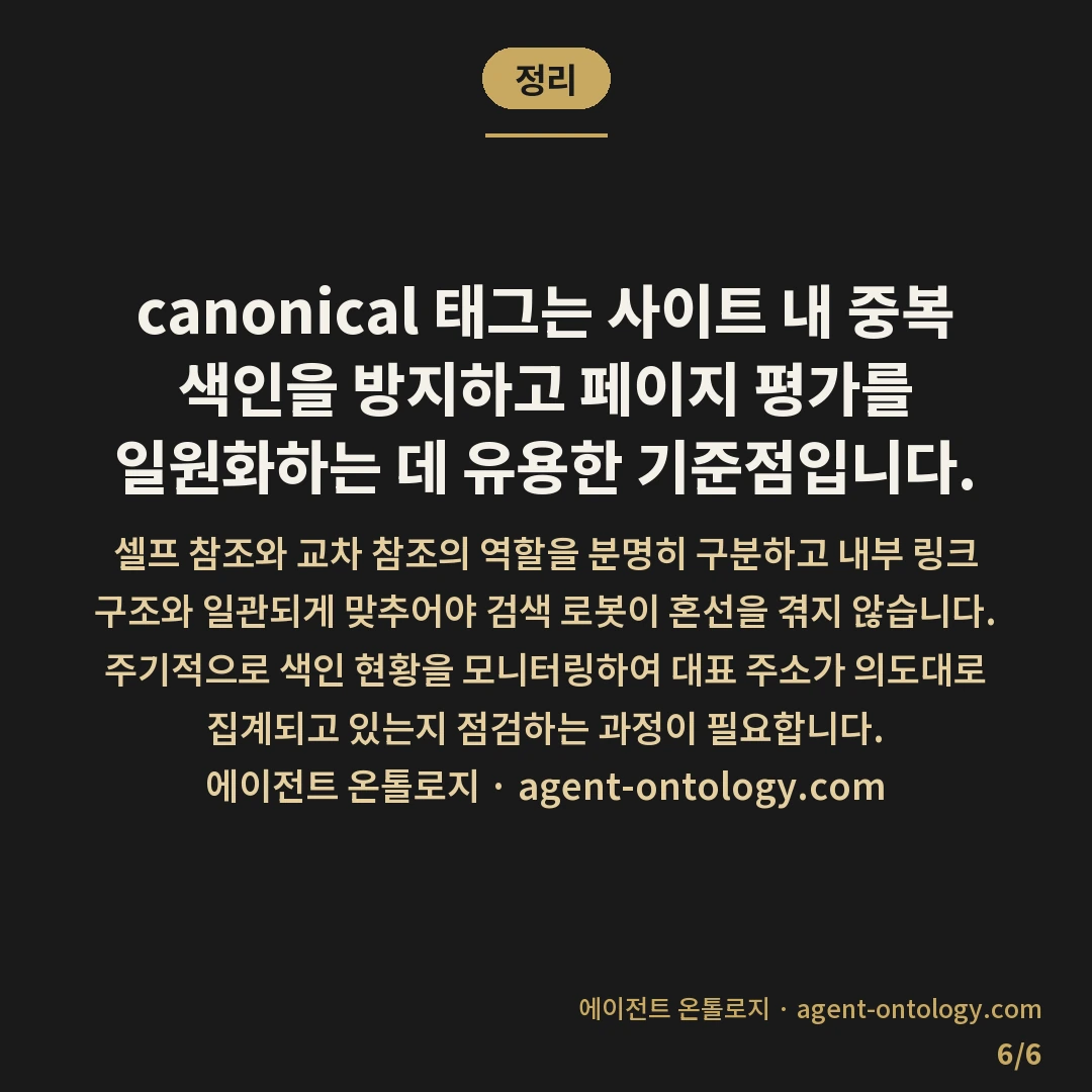 canonical 태그 설정 기준 — 정리: canonical 태그는 사이트 내