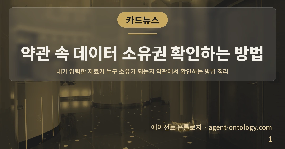 약관 속 데이터 소유권 확인하는 방법 — 표지: 내가 입력한 자료가 누구 소유가 되는지 약관에서 확인하는 방법 정리