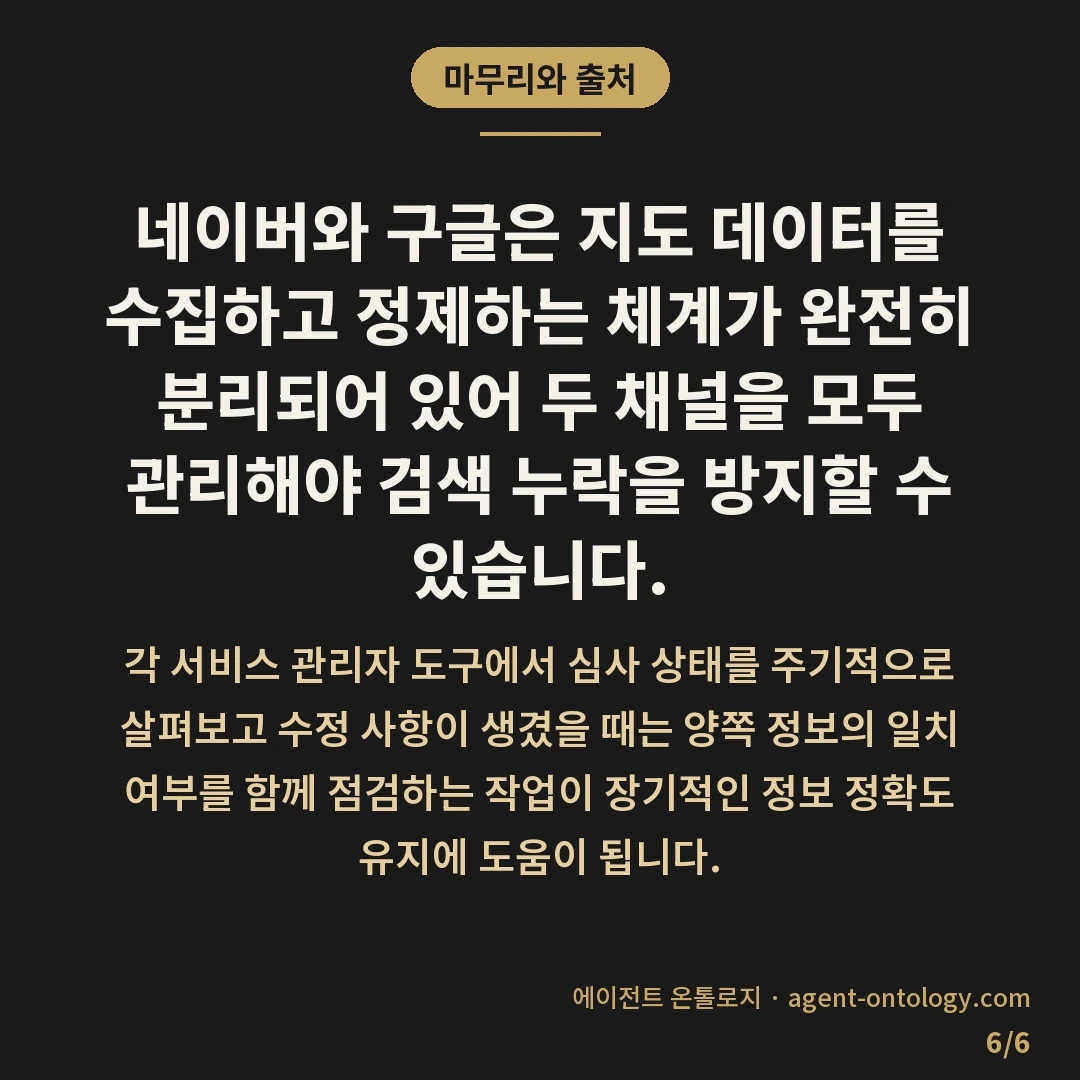 네이버 구글 지도 노출 확인 방법 — 마무리와 출처: 네이버와 구글은 지도
