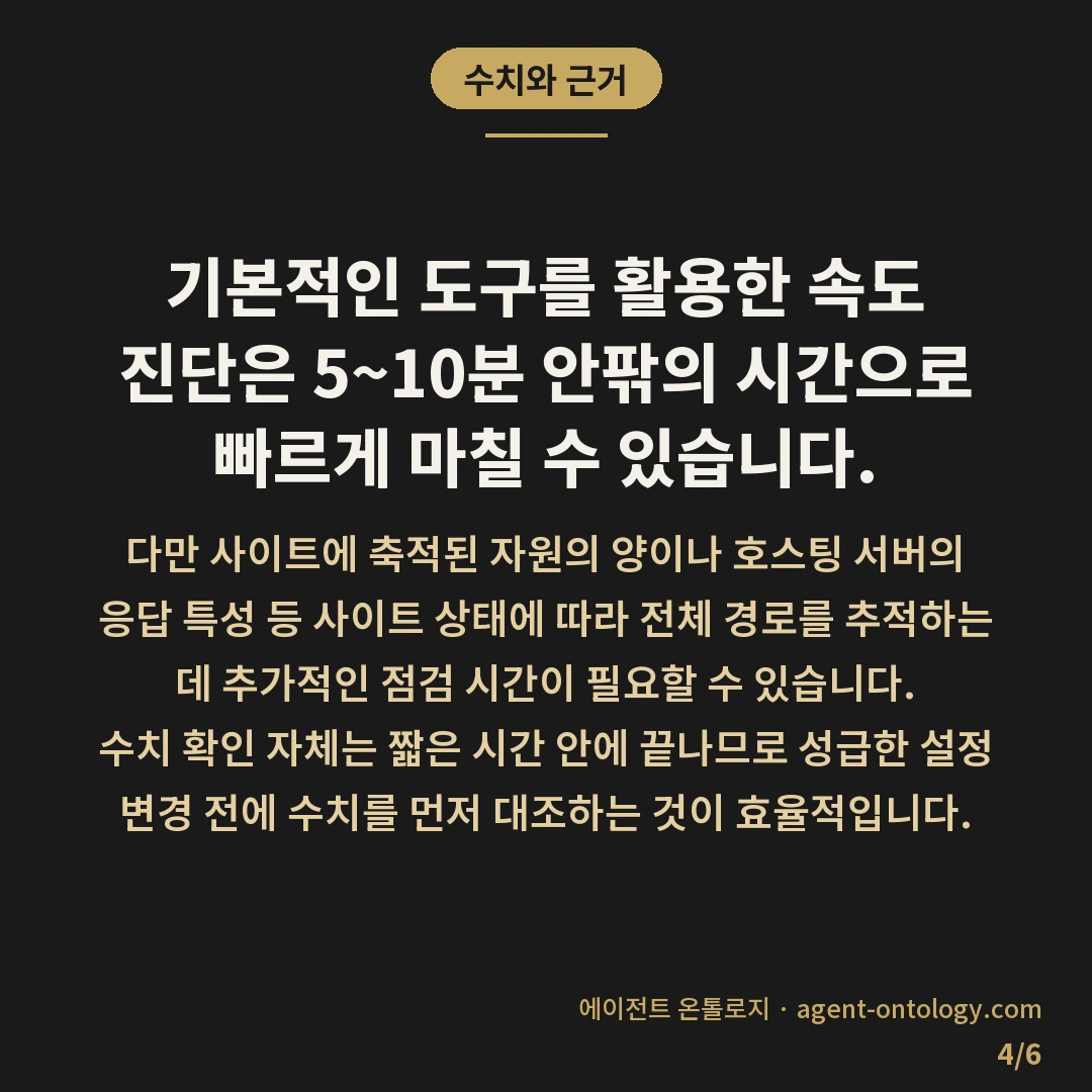 사이트 느리다는 말 들으면 확인할 것 — 수치와 근거: 기본적인 도구를 활용한