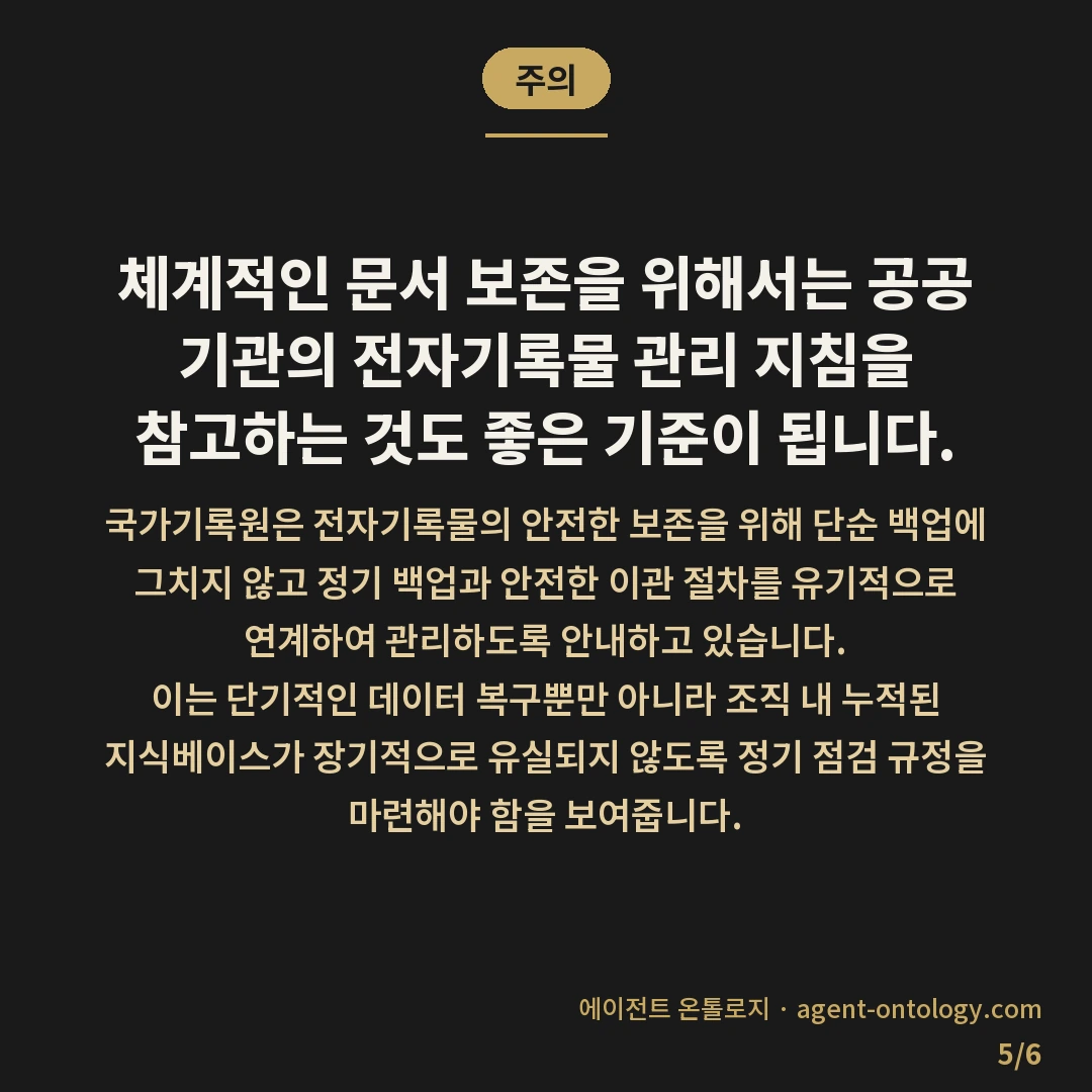 사내 문서 백업 주기 며칠 간격 — 주의: 체계적인 문서 보존을 위해서는 공공