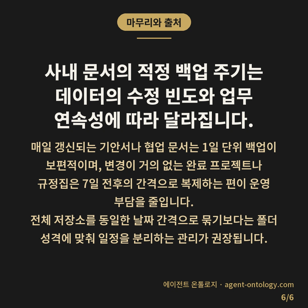 사내 문서 백업 주기 며칠 간격 — 마무리와 출처: 사내 문서의 적정 백업