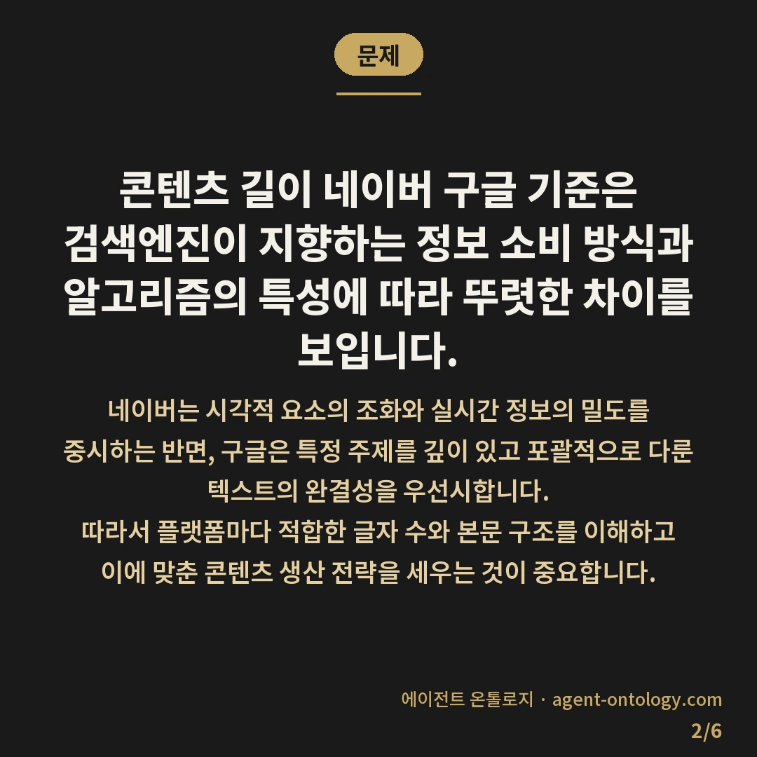 콘텐츠 길이 네이버 구글 기준 차이 — 문제: 콘텐츠 길이 네이버 구글 기준은