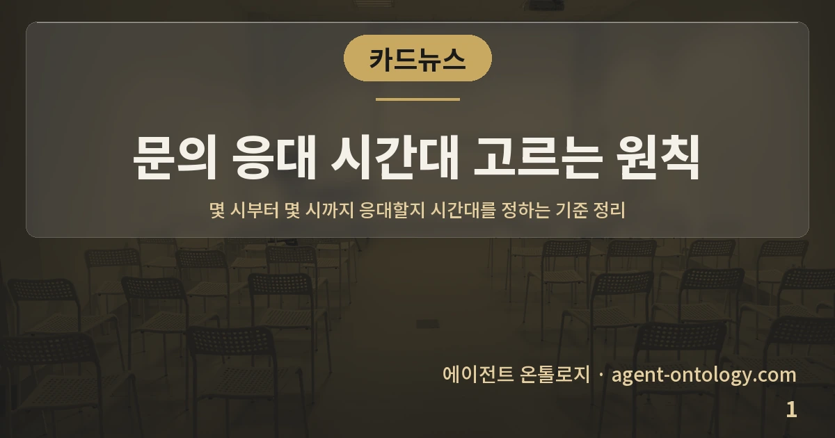 문의 응대 시간대 고르는 원칙 — 표지: 몇 시부터 몇 시까지 응대할지 시간대를 정하는 기준 정리