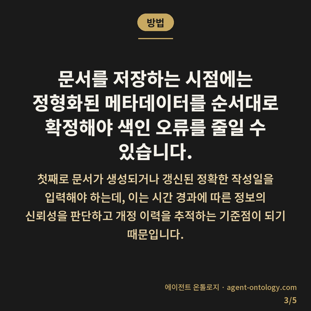 문서 메타데이터 입력 기준 항목 — 방법: 문서를 저장하는 시점에는 정형화된