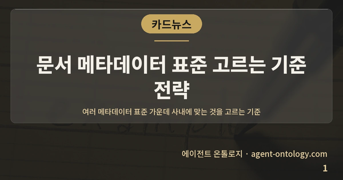 문서 메타데이터 표준 고르는 기준 전략 — 표지: 여러 메타데이터 표준 가운데