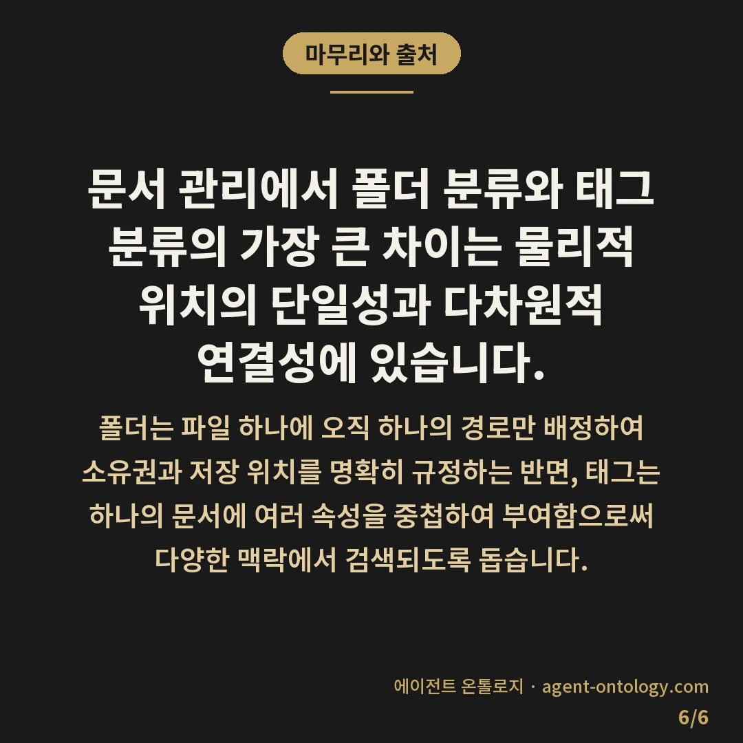 문서 태그 폴더 분류 차이 비교 — 마무리와 출처: 문서 관리에서 폴더 분류와
