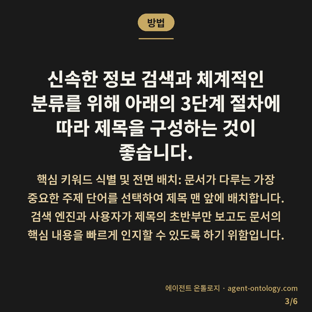 문서 제목 짓는 방법 원칙 — 방법: 신속한 정보 검색과 체계적인 분류를 위해