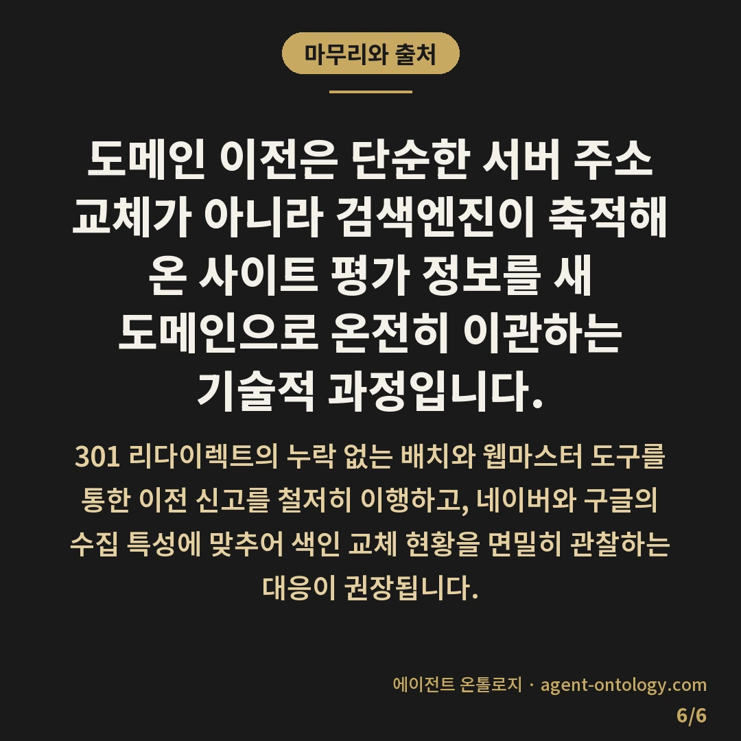 도메인 이전 네이버 구글 반영 기간 범위 — 마무리와 출처: 도메인 이전은