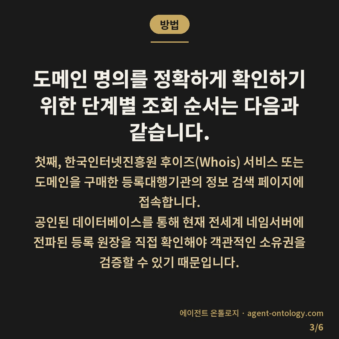 도메인 명의 확인 방법 순서 — 방법: 도메인 명의를 정확하게 확인하기 위한