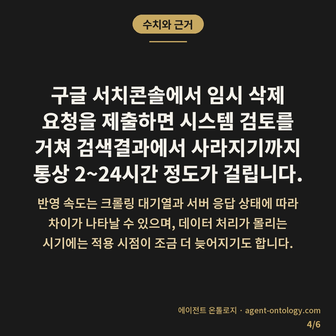 구글 색인 삭제 요청 방법이 적용되는 범위 — 수치와 근거: 구글 서치콘솔에서