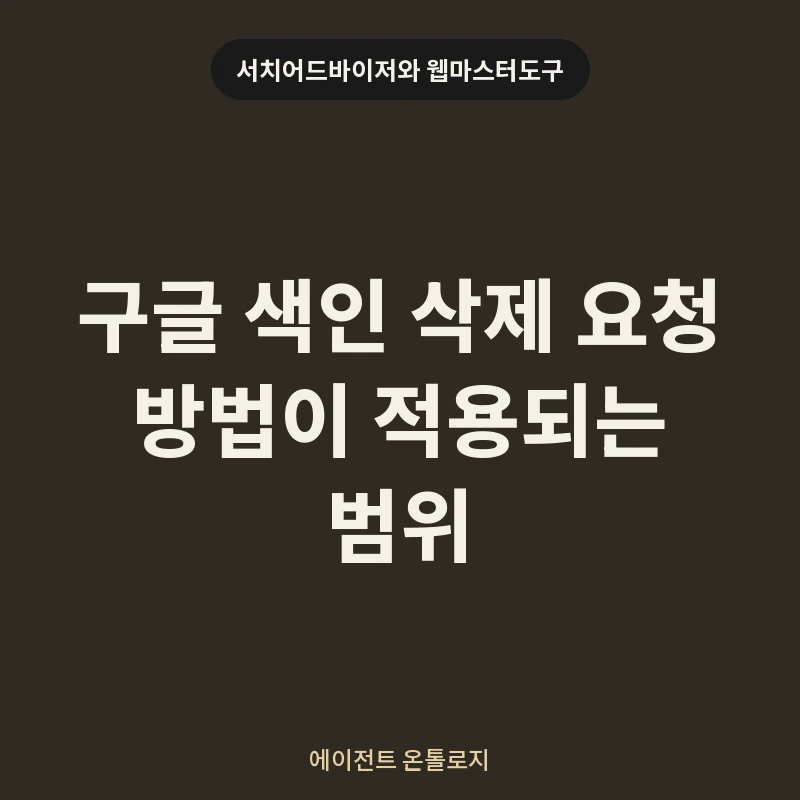 구글 색인 삭제 요청 방법이 적용되는 범위 안내 카드