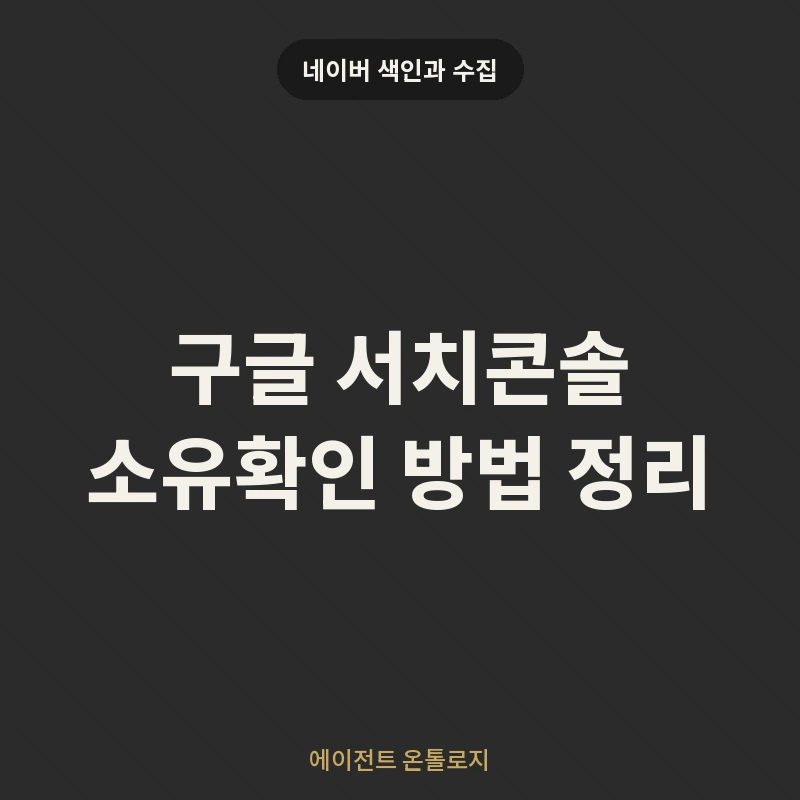 구글 서치콘솔 소유확인 방법 정리 안내 카드