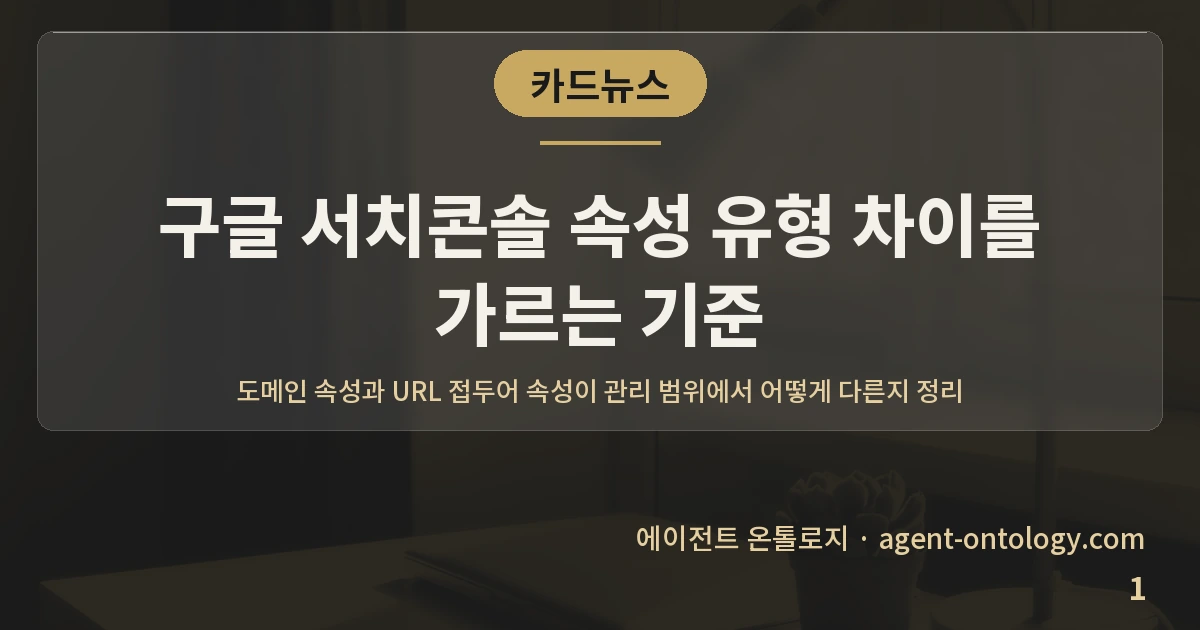 구글 서치콘솔 속성 유형 차이를 가르는 기준 — 표지: 도메인 속성과 URL