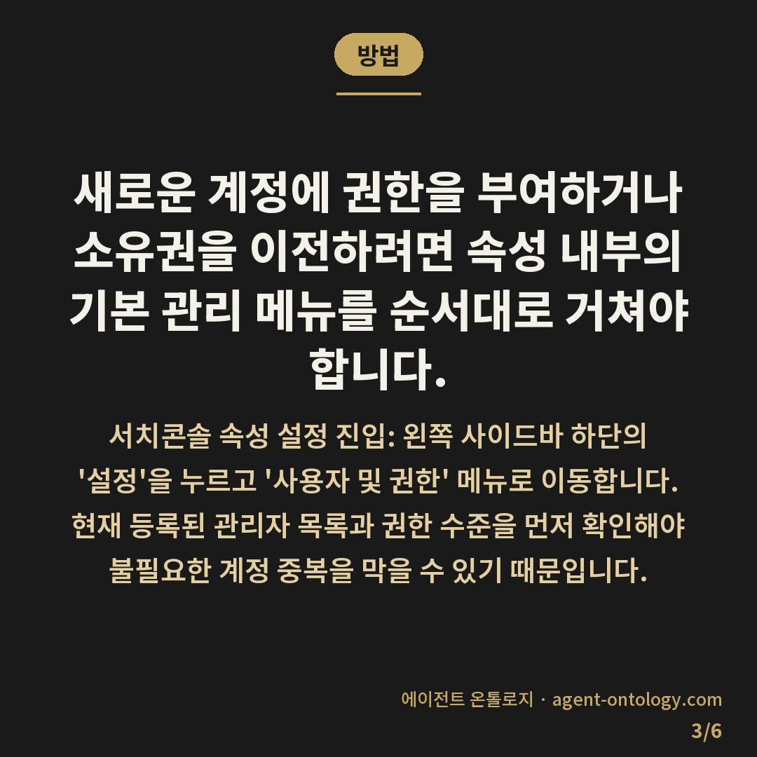 구글 서치콘솔 사용자 권한 관리 방법 소유자 이전 절차 — 방법: 새로운 계정에