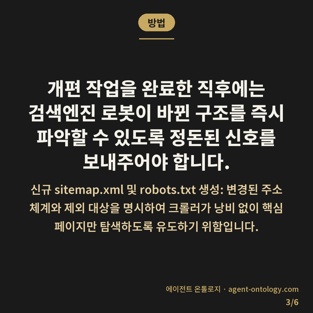 홈페이지 개편 구글 네이버 재색인 기간 구간 — 방법: 개편 작업을 완료한