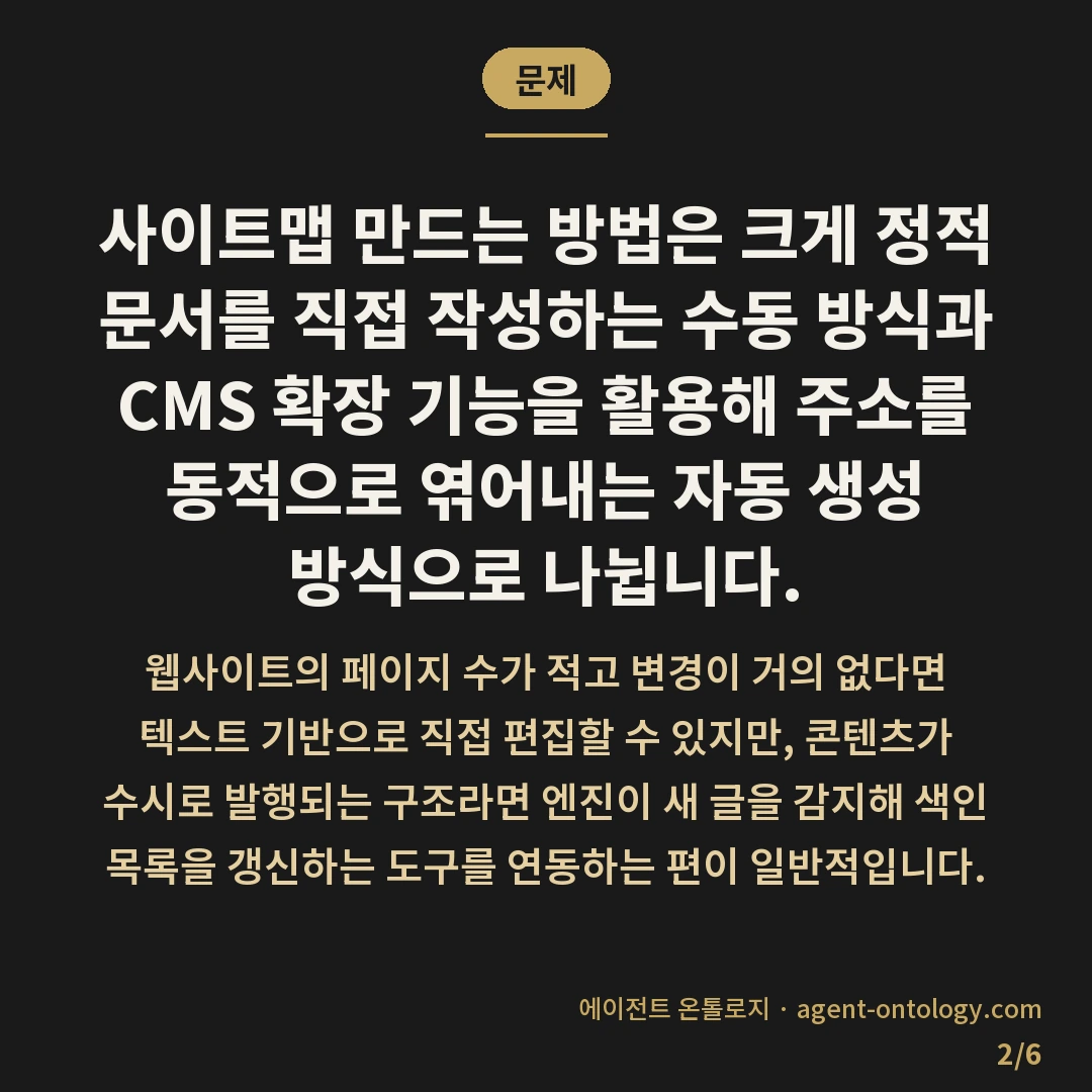 사이트맵 만드는 방법에 따라 갈리는 유형 — 문제: 사이트맵 만드는 방법은 크게
