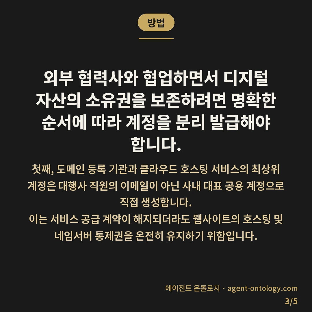 웹사이트 소유권 지키는 방법 및 권한 분리 요령 — 방법: 외부 협력사와