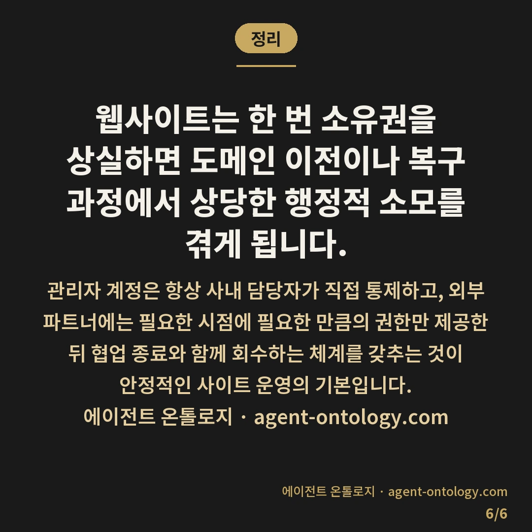웹사이트 소유권 지키는 방법 및 권한 분리 요령 — 정리: 웹사이트는 한 번