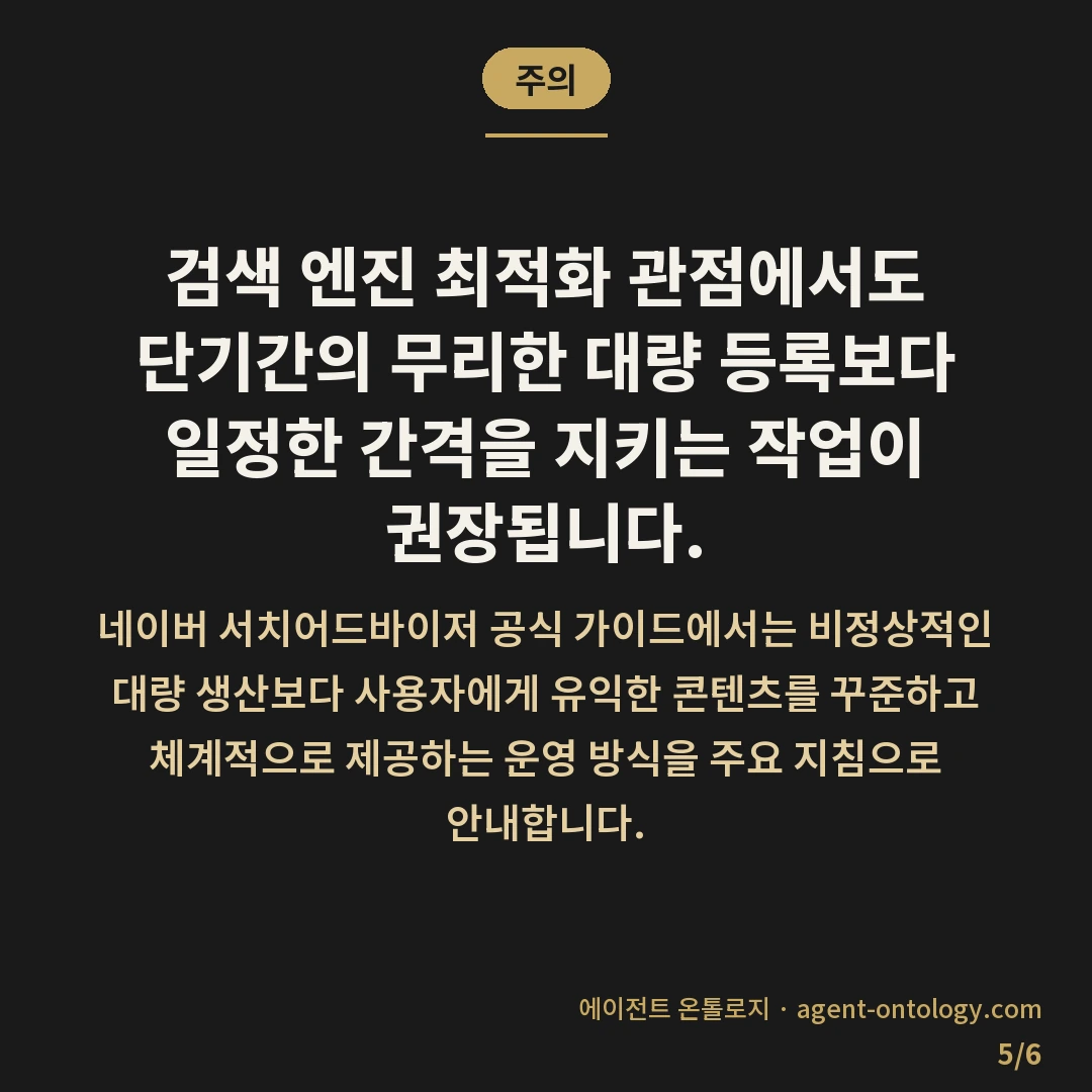 블로그 발행 주기 정하는 가늠법 — 주의: 검색 엔진 최적화 관점에서도 단기간의