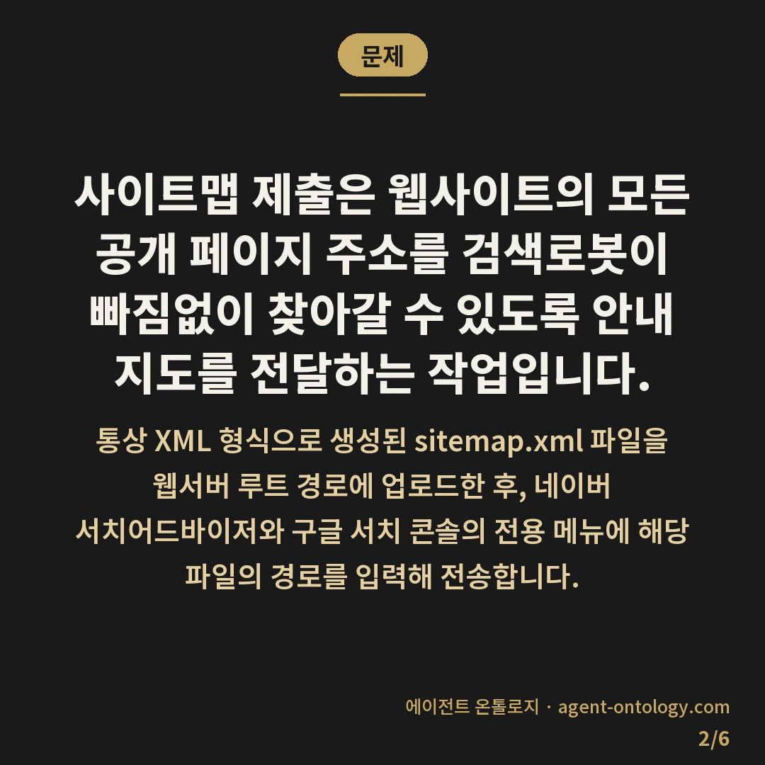 사이트맵 제출 방법 정리 — 문제: 사이트맵 제출은 웹사이트의 모든 공개 페이지