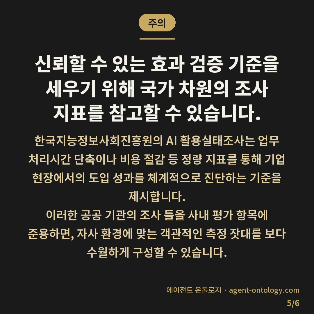 AI 도입 효과 확인 방법 요건 — 주의: 신뢰할 수 있는 효과 검증 기준을