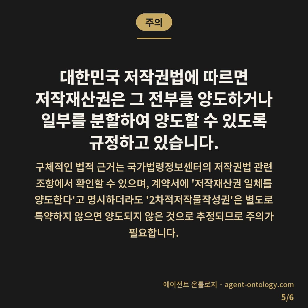 저작권 귀속 확인 방법 요건 — 주의: 대한민국 저작권법에 따르면 저작재산권은
