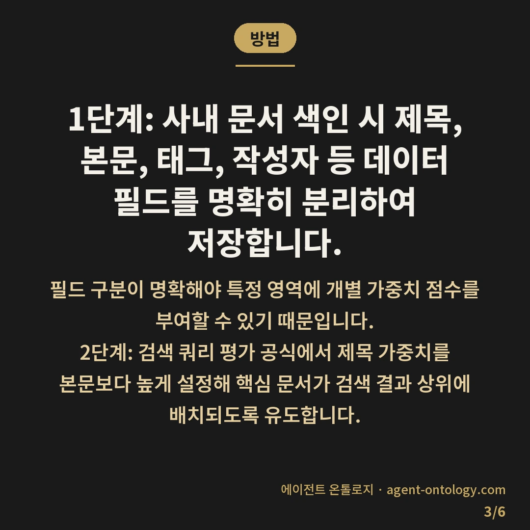 검색 결과 정확도 높이는 방법 전략 — 방법: 1단계: 사내 문서 색인 시