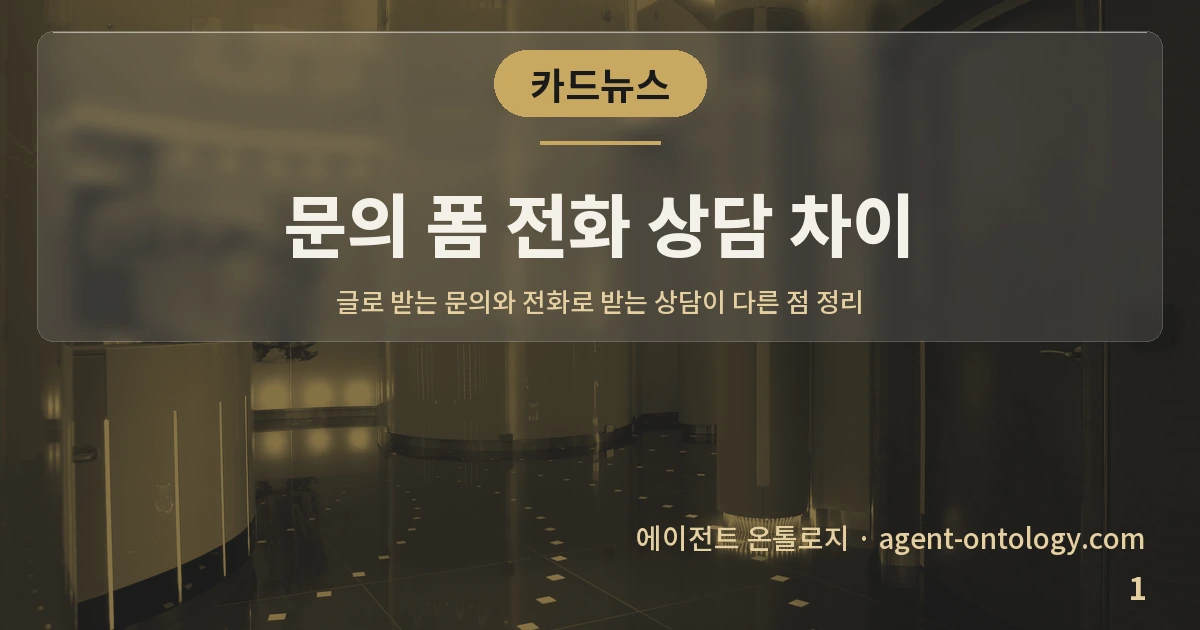 문의 폼 전화 상담 차이 — 표지: 글로 받는 문의와 전화로 받는 상담이 다른