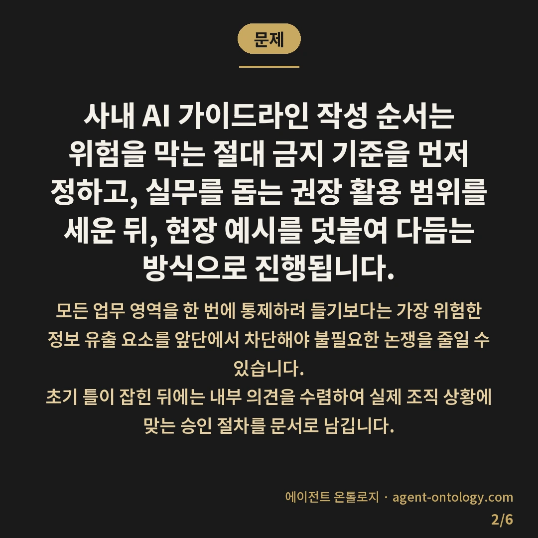 사내 AI 가이드라인 작성 순서 목록 — 문제: 사내 AI 가이드라인 작성