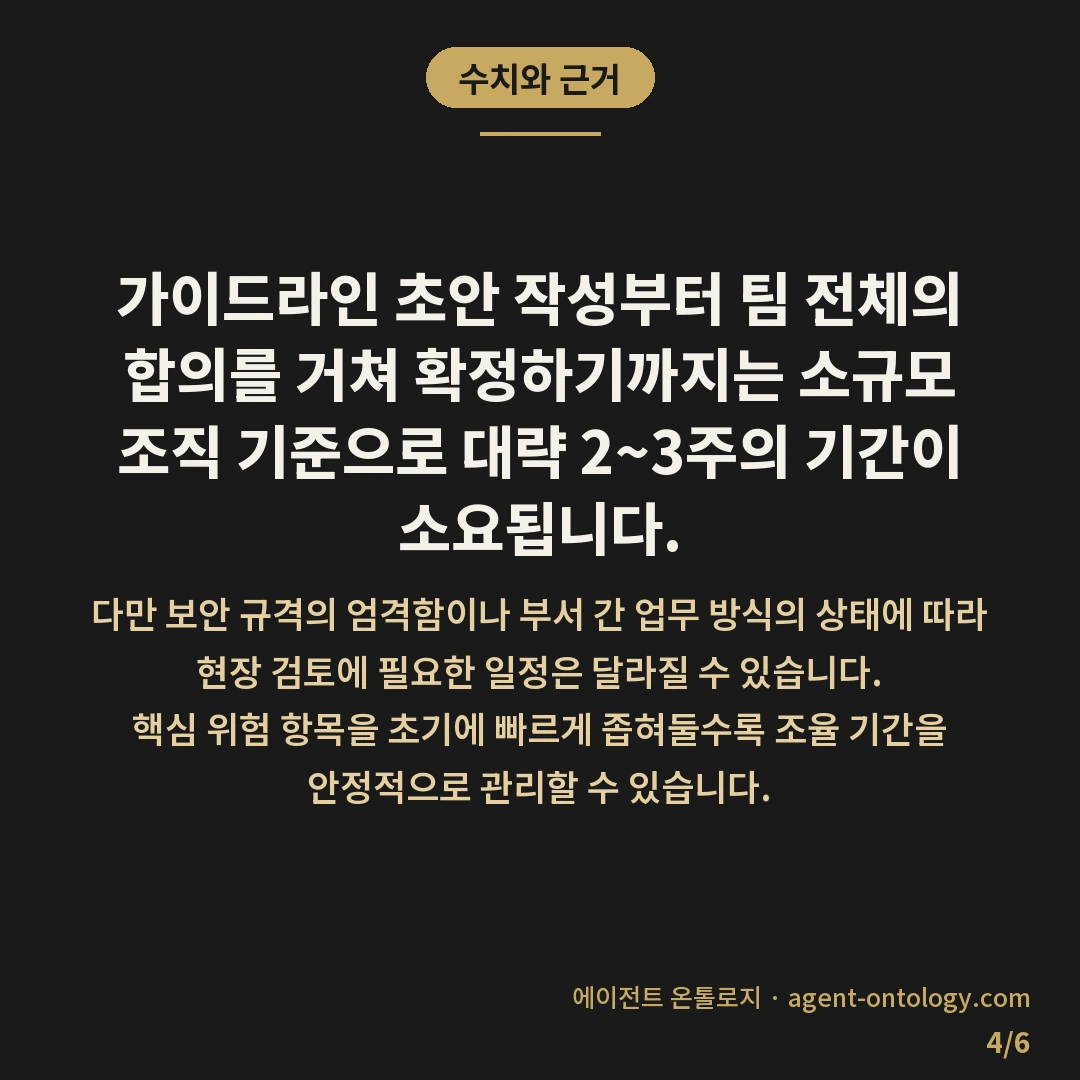 사내 AI 가이드라인 작성 순서 목록 — 수치와 근거: 가이드라인 초안 작성부터