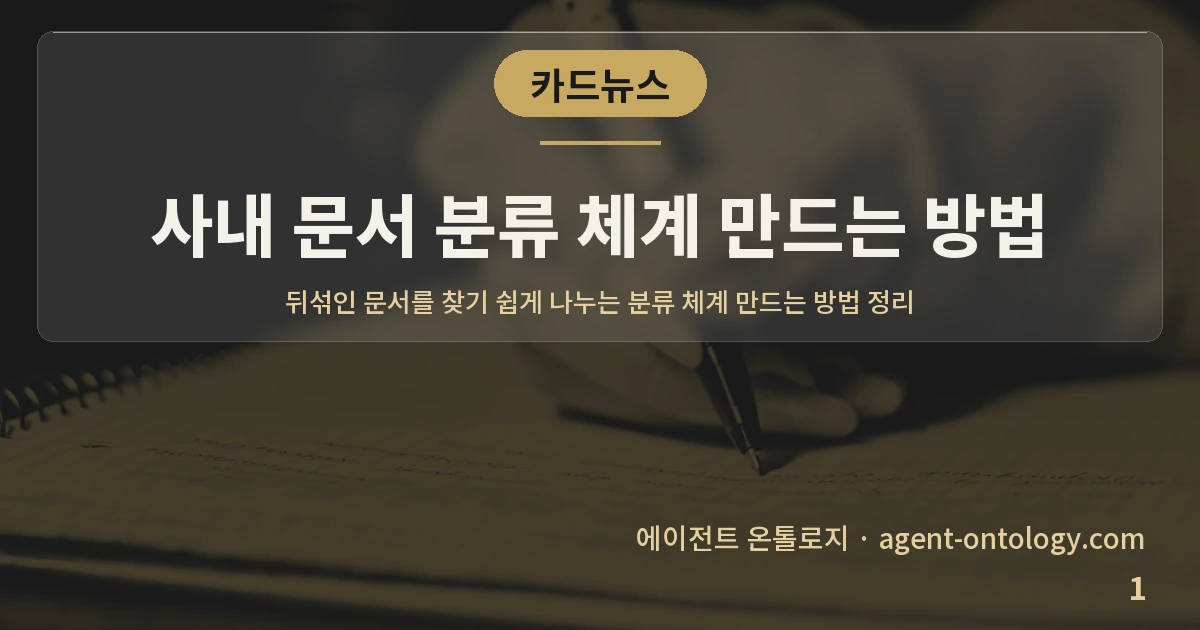사내 문서 분류 체계 만드는 방법 — 표지: 뒤섞인 문서를 찾기 쉽게 나누는 분류 체계 만드는 방법 정리