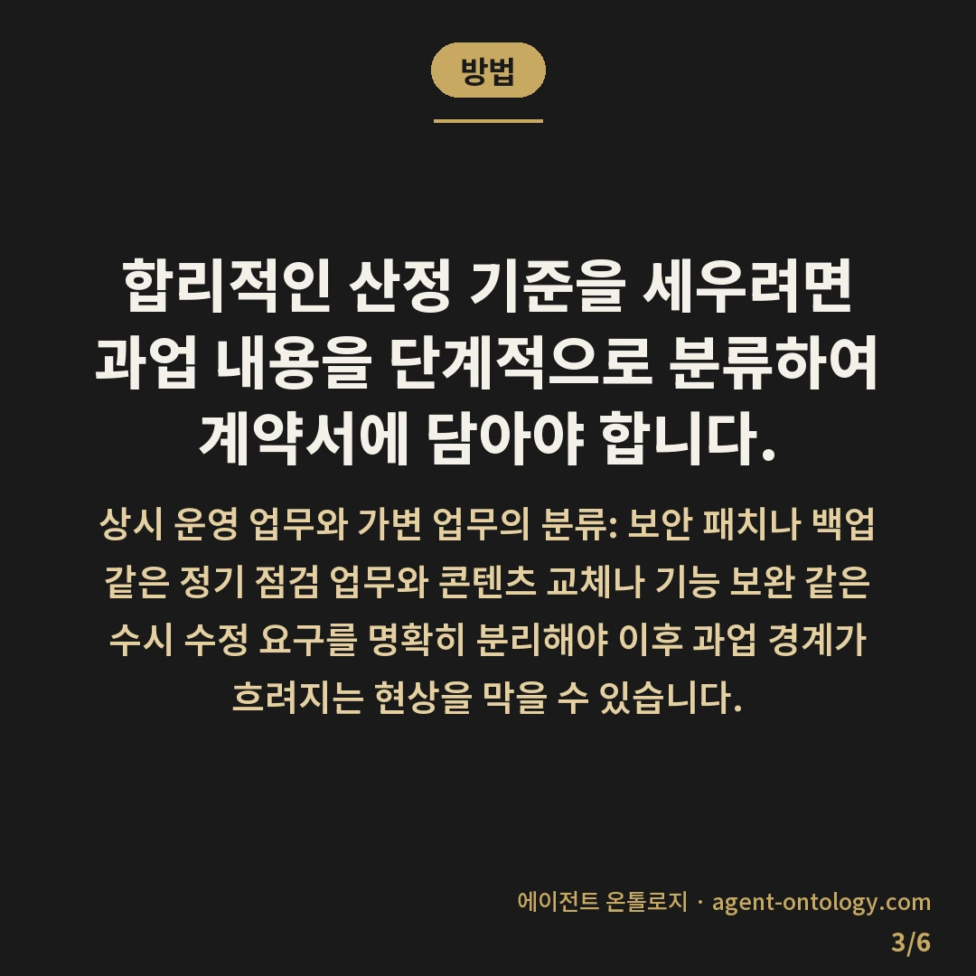 유지보수비 산정 기준 근거 — 방법: 합리적인 산정 기준을 세우려면 과업 내용을