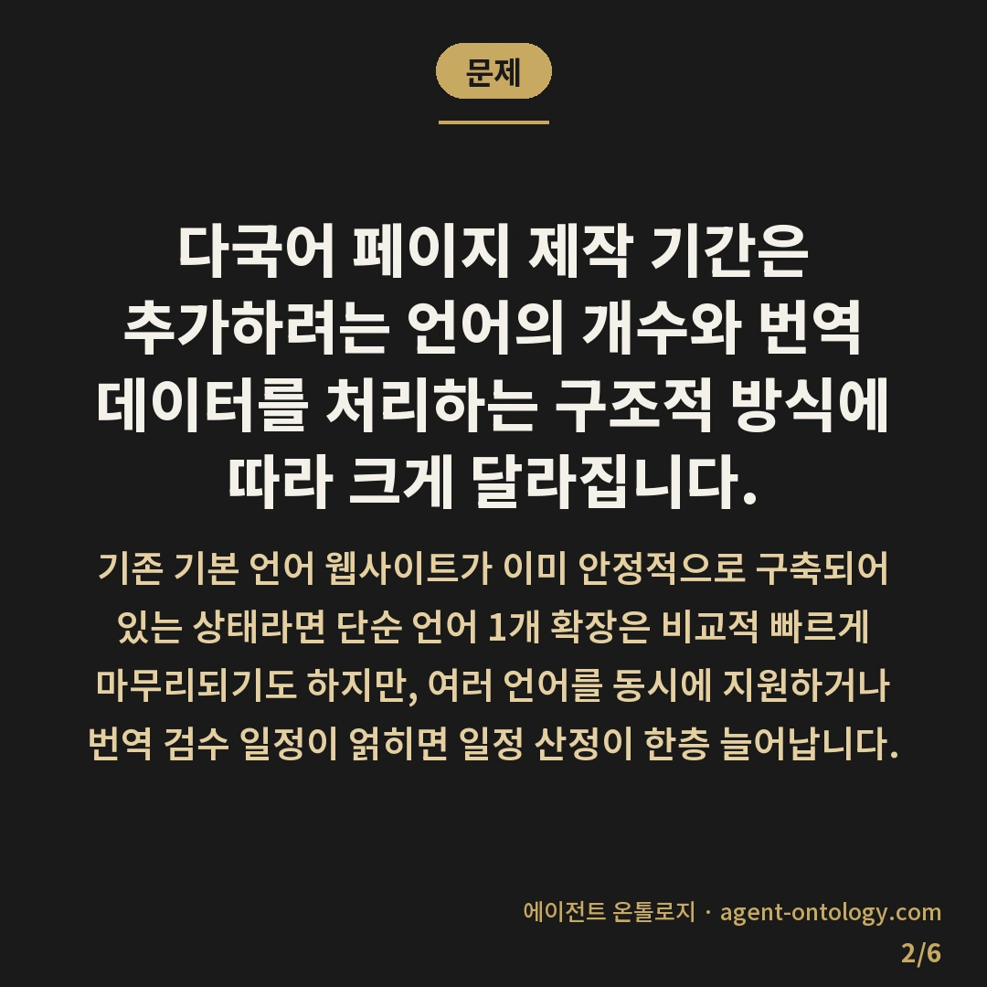 다국어 페이지 제작 기간 정도 — 문제: 다국어 페이지 제작 기간은 추가하려는