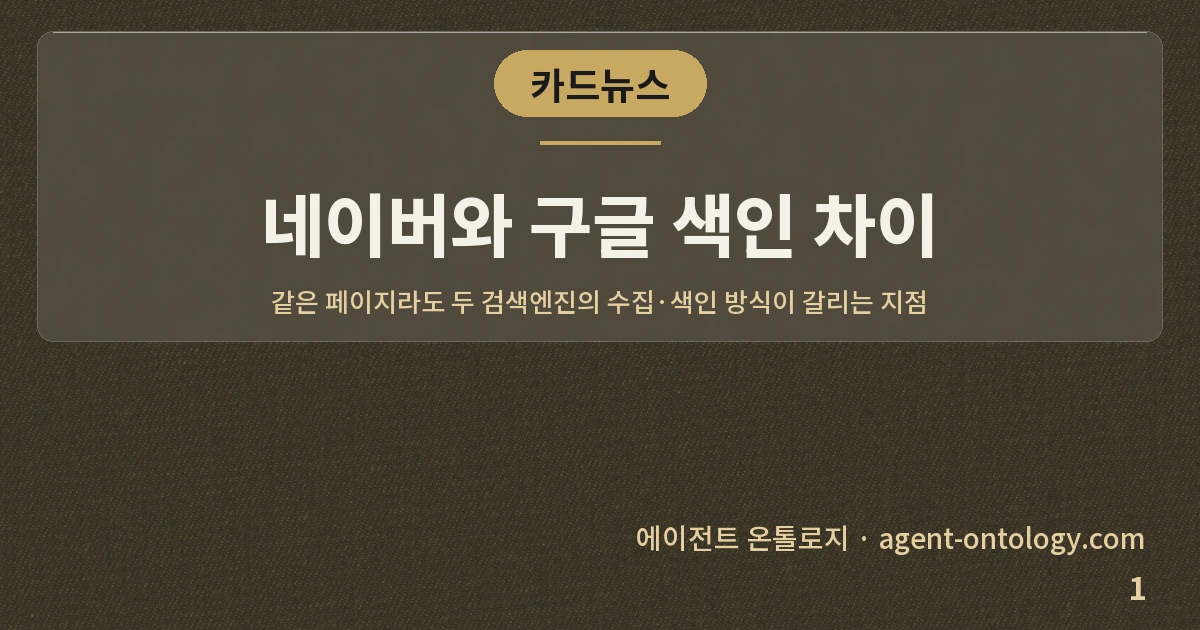 네이버와 구글 색인 차이 — 표지: 같은 페이지라도 두 검색엔진의 수집·색인