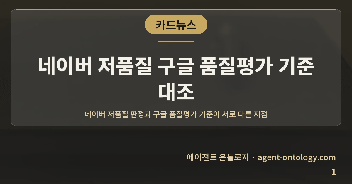 네이버 저품질 구글 품질평가 기준 대조 — 표지: 네이버 저품질 판정과 구글