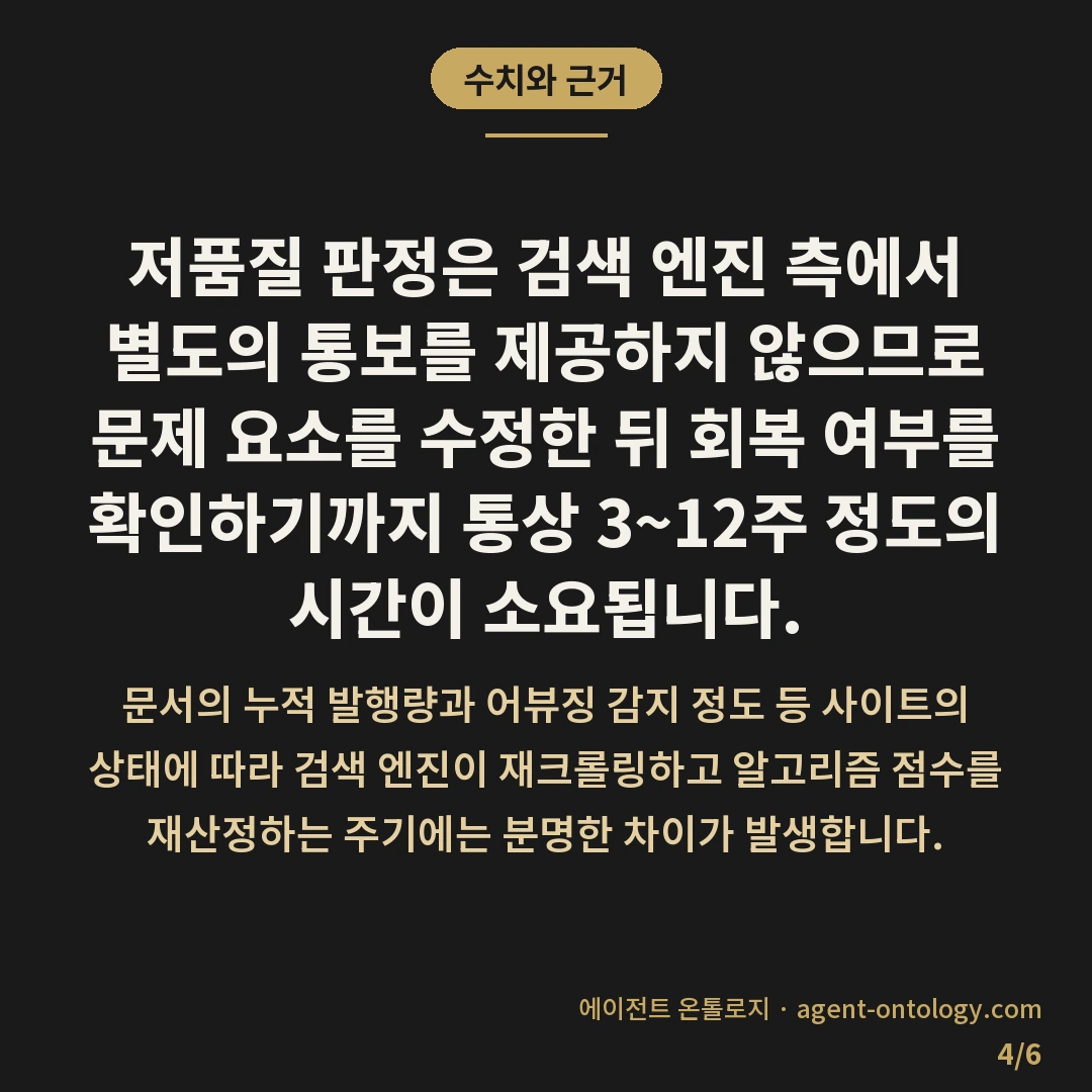 네이버 저품질 구글 품질평가 기준 대조 — 수치와 근거: 저품질 판정은 검색