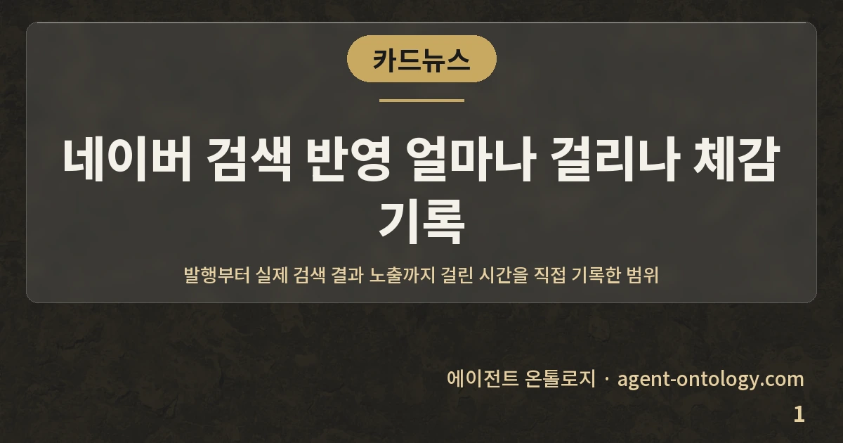 네이버 검색 반영 얼마나 걸리나 체감 기록 — 표지: 발행부터 실제 검색 결과